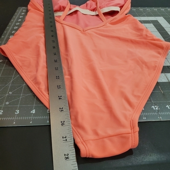 New Kona Sol Peach V-neck One Piece High Back Adjustable Straps Swimsuit Medium - Picture 8 of 10